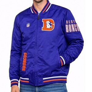 Denver Broncos NFL Ultra Game Blue Bomber Jacket Mens Small NWT‎